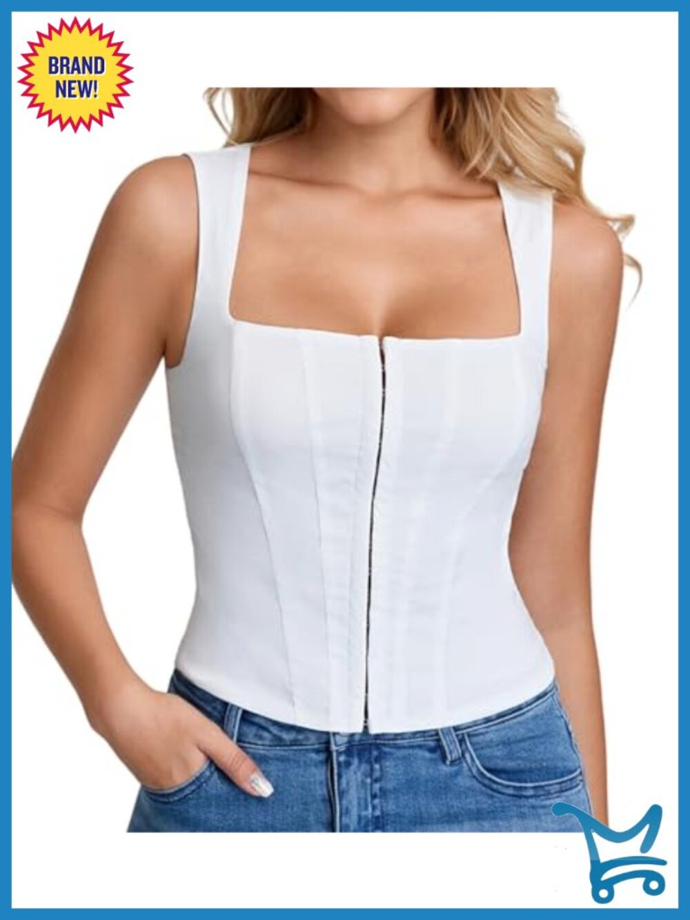 Women's Corset Top Square Neck Slim Fit Stretch Tank Top Y2K Party Club Outfit